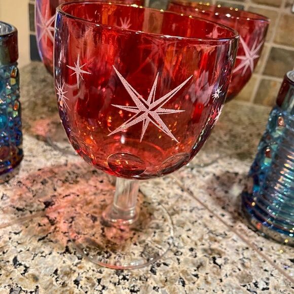 MCM Bartlett Collins Atomic Glasses and 2 Indiana Glass Blue Illuminated Glasses - Picture 9 of 16